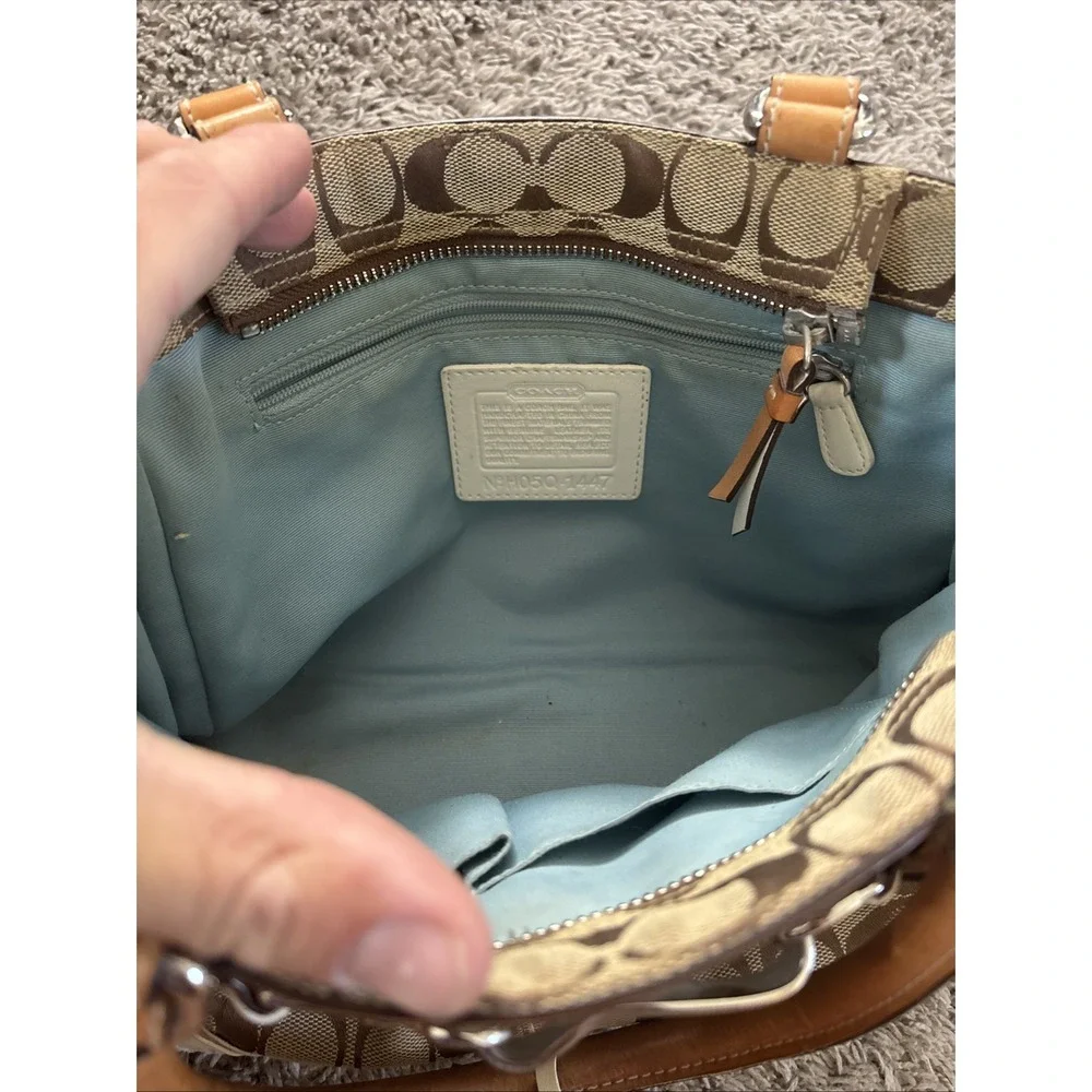 Coach Handbag H05Q-1447 Used Hampton Signature Satchel And Clutch Canvas C